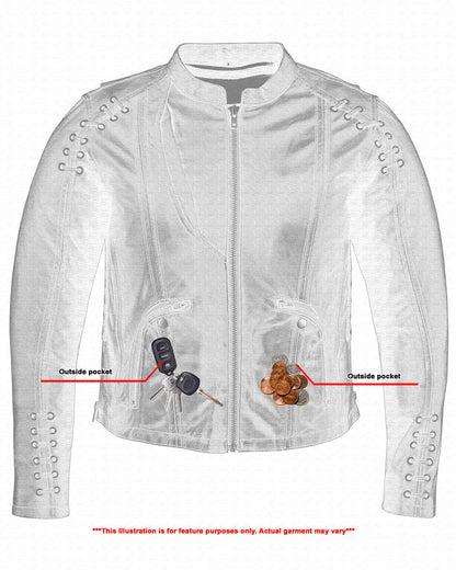 RC Women's Stylish Jacket with Grommet and Lacing Accents